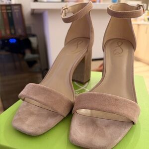 Sam Edelman Beige Suede Block Heels